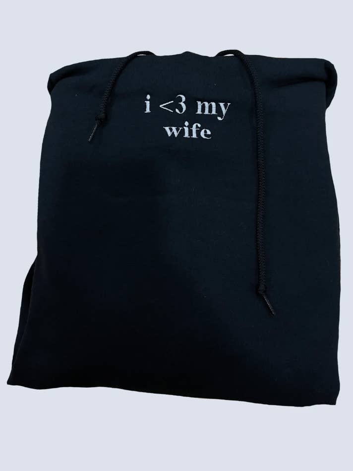 I Love My Wife geborduurde sweatshirt/hoodie voor wholesale door BOXEDTRENDS