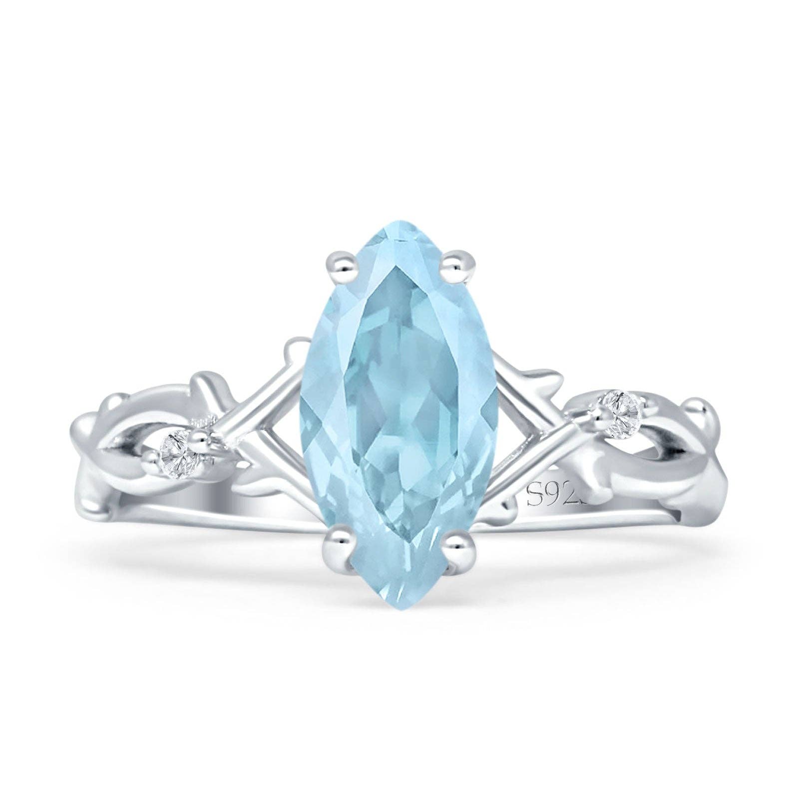 Marquise Split Shank Infinity Twisted Ring Aquamarine CZ for wholesale on Faire0