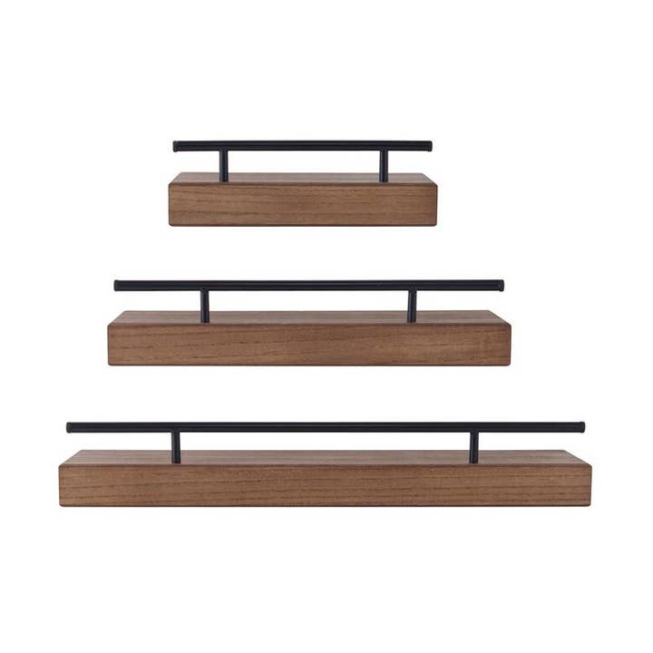 Melannco Set Of 3, Natural Metal Rail Shelves for wholesale on Faire0