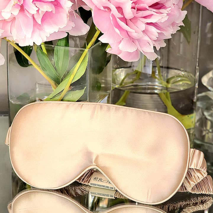 SYLKE THE LABEL - Venta al por mayor Antifaz - Máscara para dormir 100% seda de morera orgánica en burbujas de champán