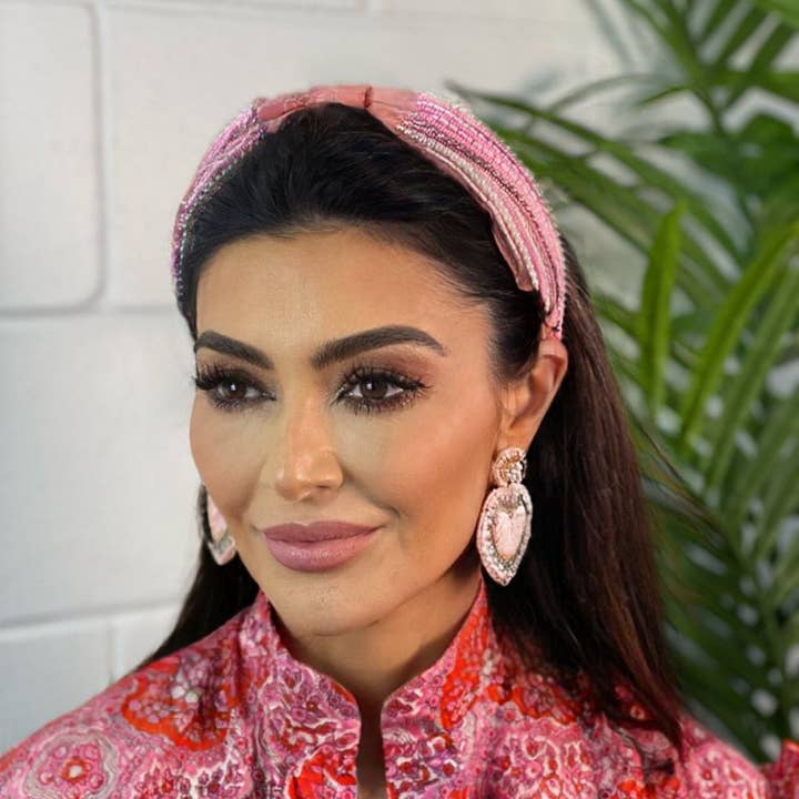 AXESSI - Wholesale Fashion headband – women's - Beaded Pink Knot Headband2