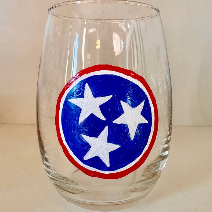 Hand Painted Glass, Co - Wholesale Wine Glass - Tennessee Tristar Stemless Glass – 20 Oz.0