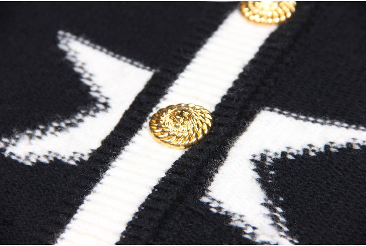 Productseeker - Wholesale Cardigan - Women's - JK029 Chic Star-Pattern Knit Cardigan - Spring/Autumn Top2