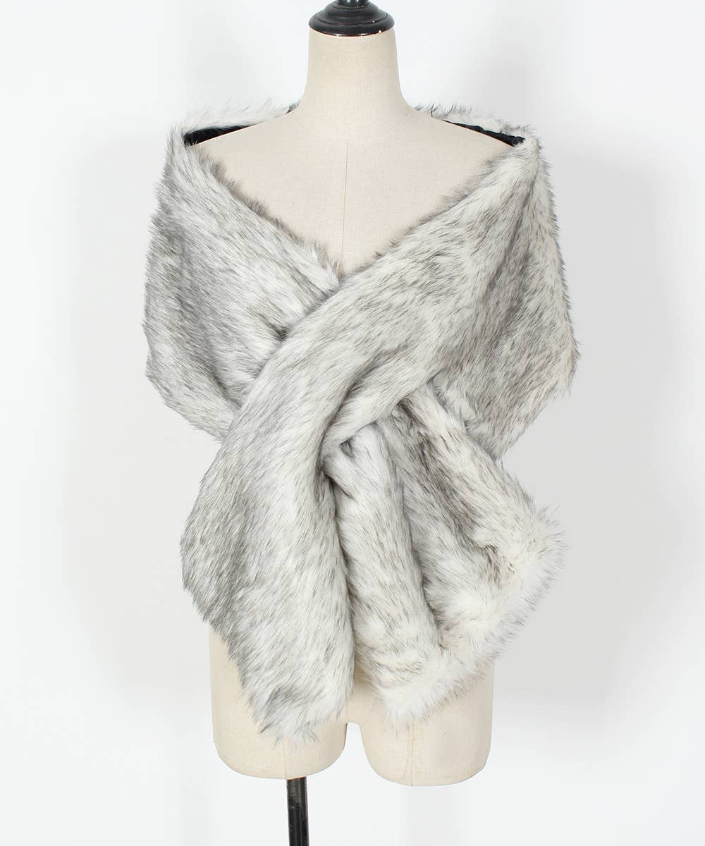 Rosa Clothing - Wholesale Cape - Women's - Elegant Faux Fur Scarf Cross Shawl2