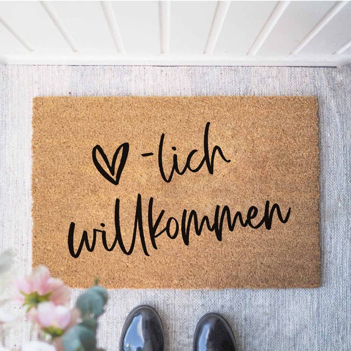 Kokos deurmat voor binnen | Herzlich voor wholesale door Buchstabenkult