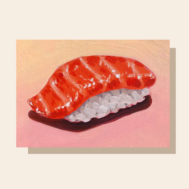Salmon Nigiri Sushi 5x7 Art Print for wholesale by Painting With James