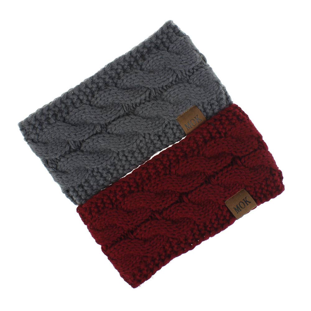 MKS America - Wholesale Fashion Headband - Women's - Plain Cable Knit Head Wrap Thermal fleece lined headband16