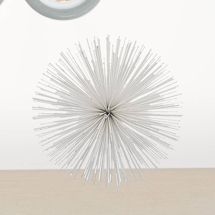 Modern Day Accents - Wholesale Decorative Tabletop Object - Erizo Spiked Large White Sphere3