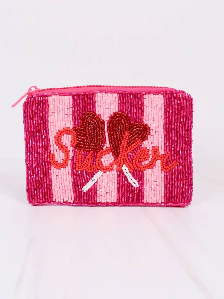 Pochette à perles Sucker PINK MULTI pour la vente par Caroline Hill