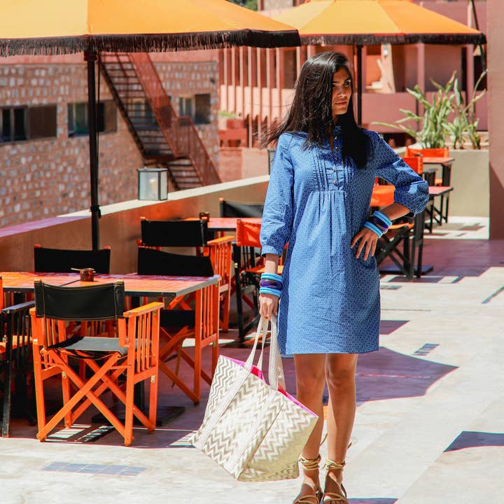 Cockatoo - Wholesale Beach Bag - GOLD ZIG ZAG BEACH BAG2