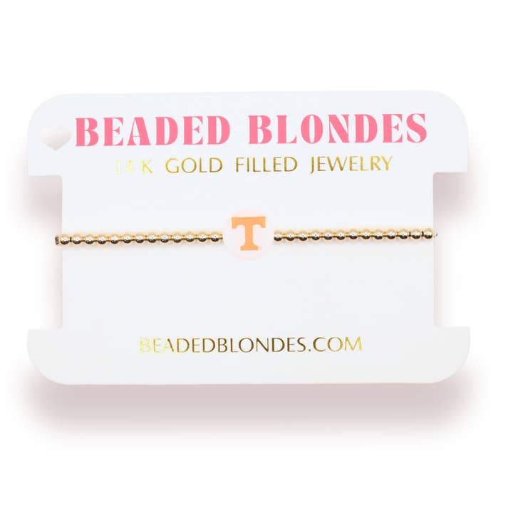 Beaded Blondes - Wholesale Beaded Bracelet - Tennessee Logo Flip Bracelet on Gold6