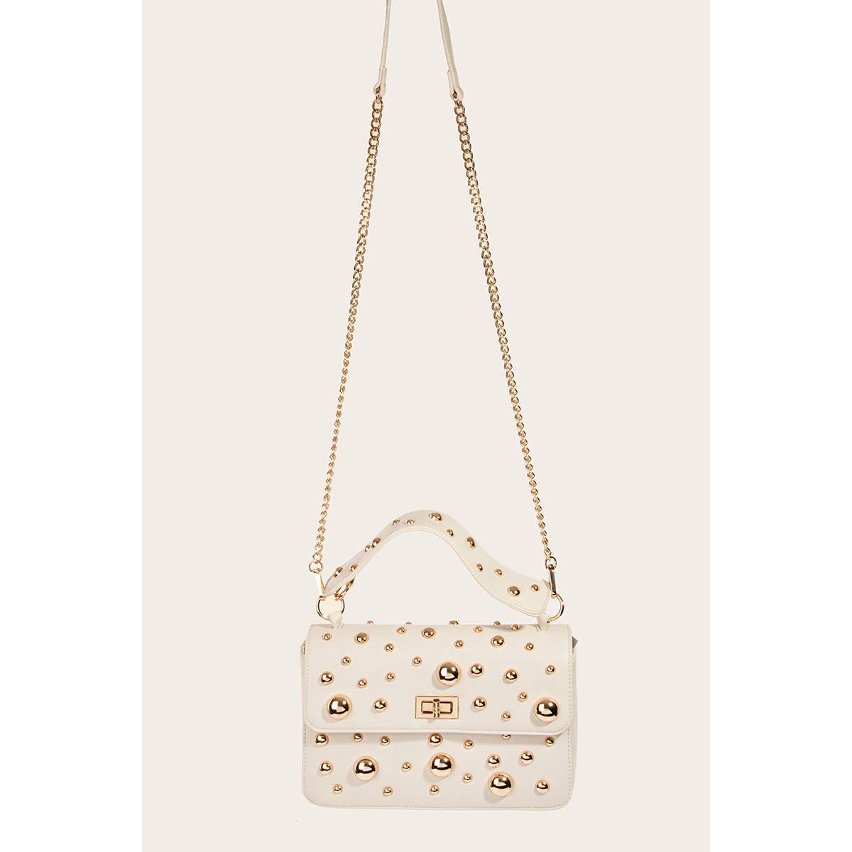 Collections by Fame Accessories - Vente Sac à main avec poignée sur le dessus – femme - Sac à main rectangulaire à clous en forme de boule4