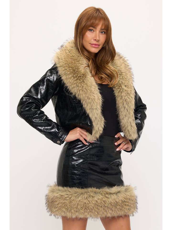 Coalition Apparel Inc - Wholesale Top & skirt set – Women's - CLAST1023: Savage Luxe Croc Set1