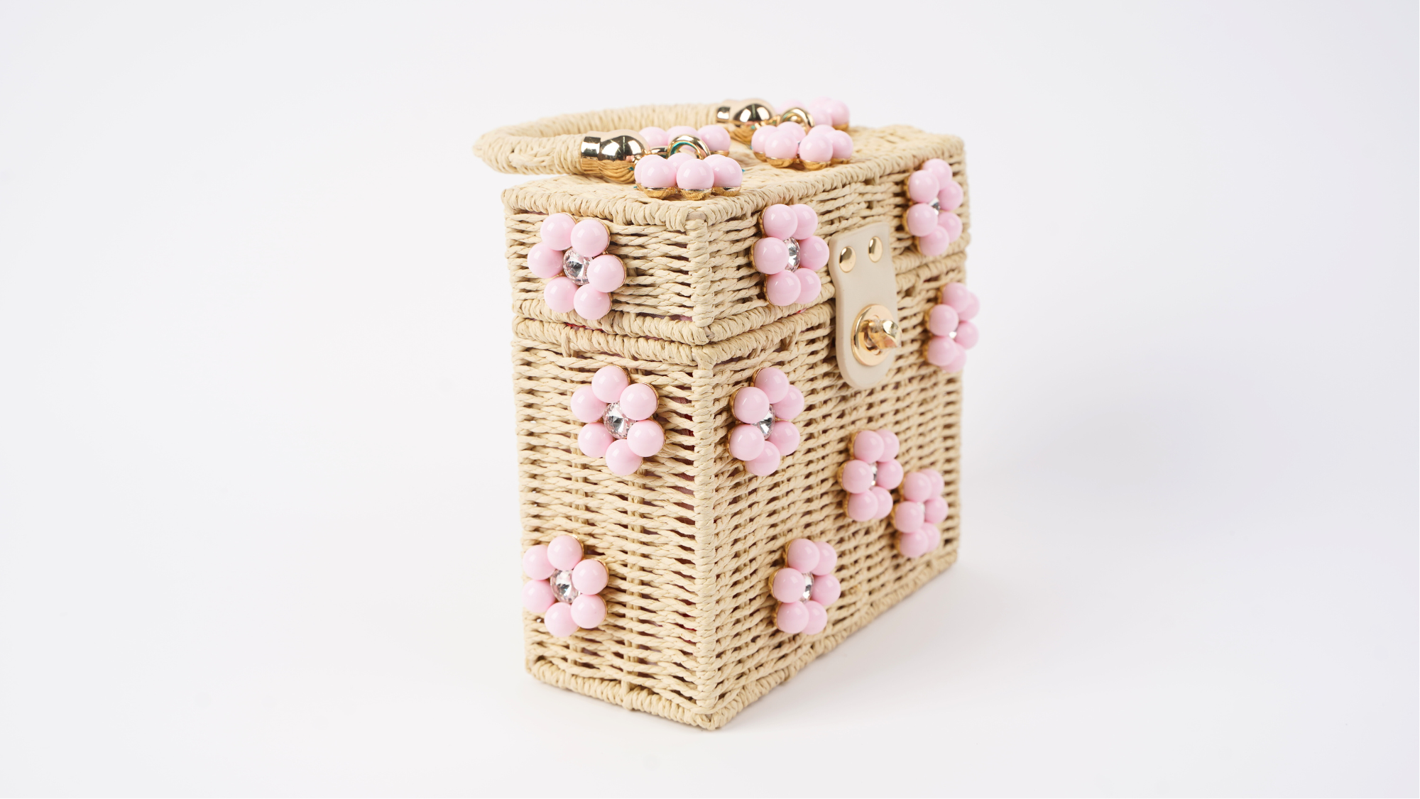 By Jenna Lee - Wholesale Top Handle Bag - Women's - Wicker Bucket Daisy Flower Purse15