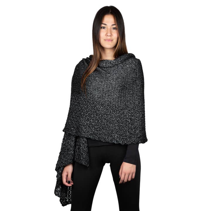 Assia di Brunetti Federica e C. s.a.s. – Großhandel Schultertuch – Damen – Kim - Stola mit durchbrochenen Pailletten aus Mohair-Wollmischung