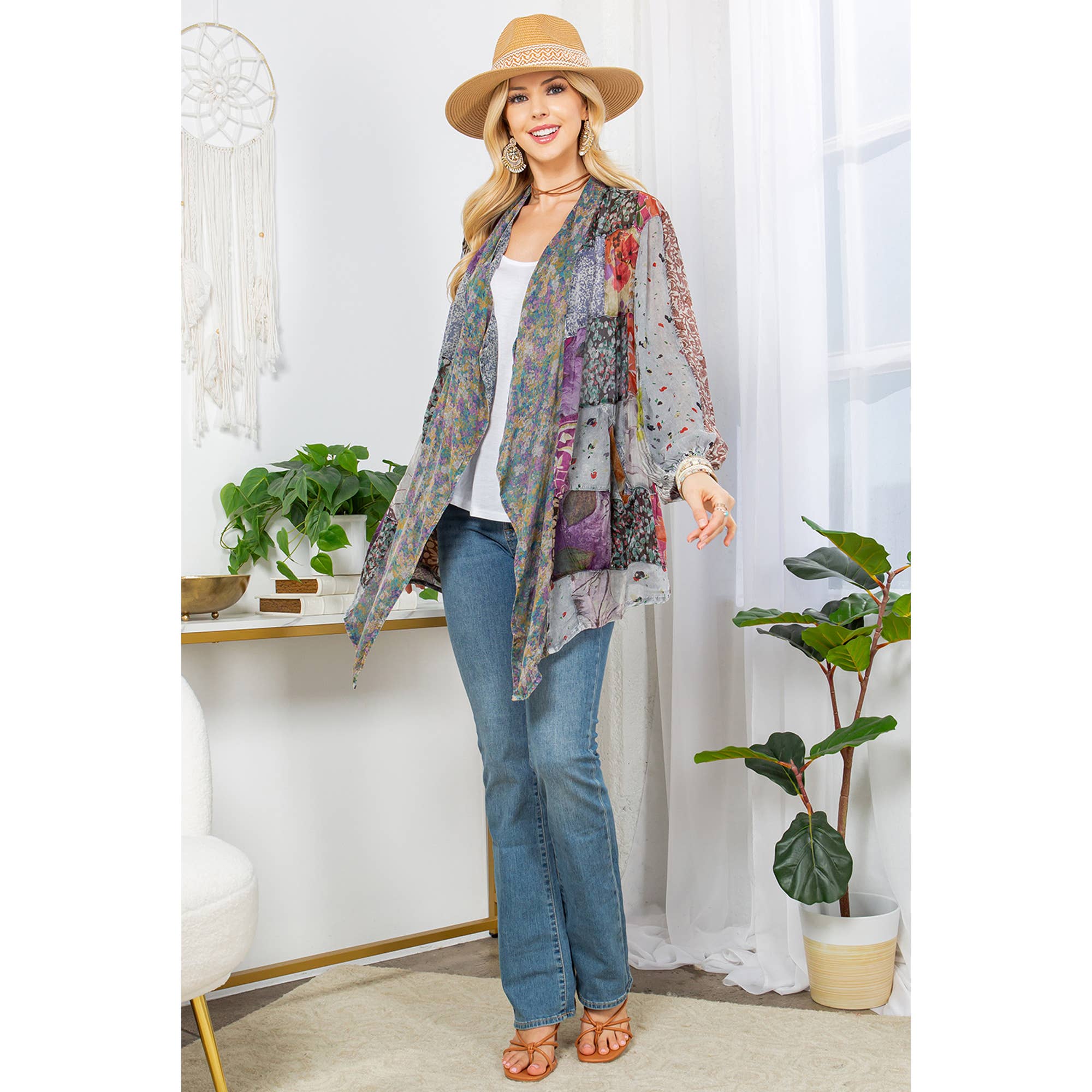 Young Threads - Vendita all'ingrosso Kimono - Donna - Kimono Shrug in Patch Mix N Match Sovratinto16