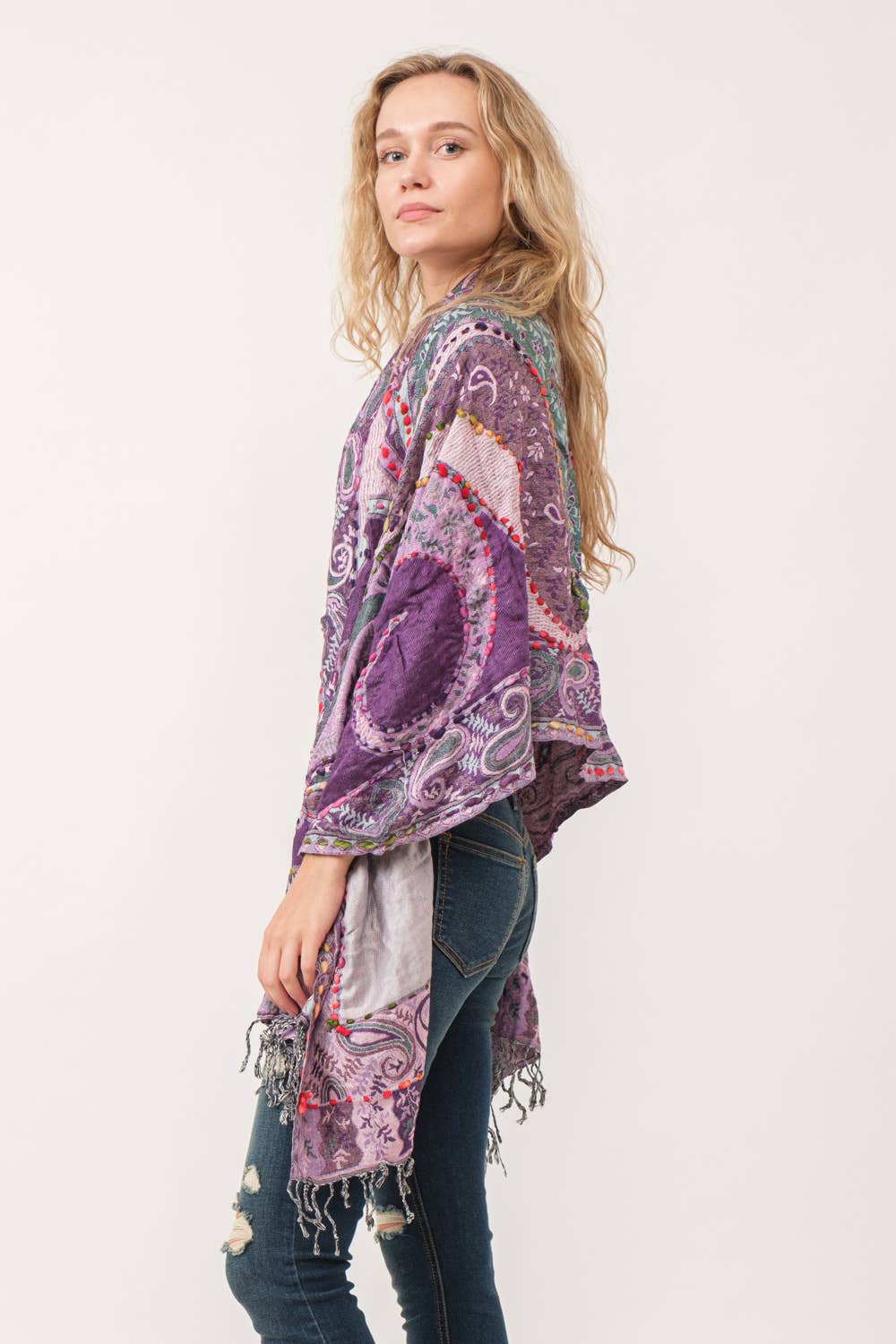 Raj Trading & Imports (USA) Inc. - Wholesale Scarf - Women's - Amanda Thick Stitch Embroidered Scarf Shawl9