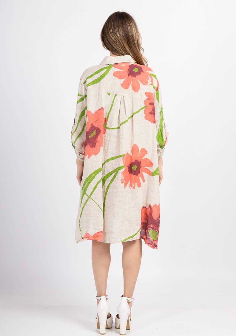 LINEN & COTTON HOUSE - Wholesale Button Down Shirt - Women's - 46102 FLORAL LINEN SHIRT20