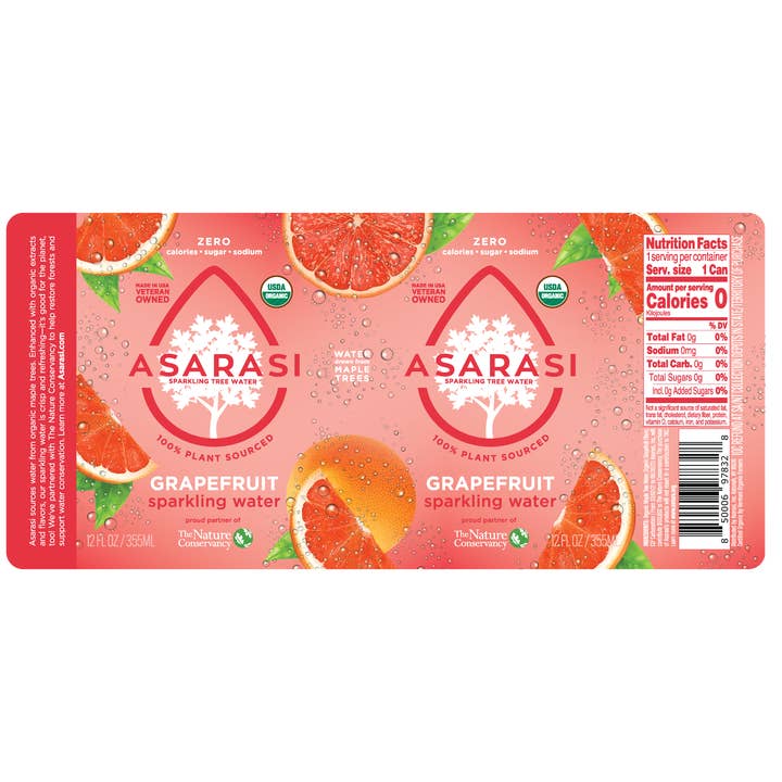 Asarasi Sparkling Tree Water - Wholesale Sparkling Water - 24-Pack Cans-Asarasi Organic Sparkling Grapefruit Tree Water1