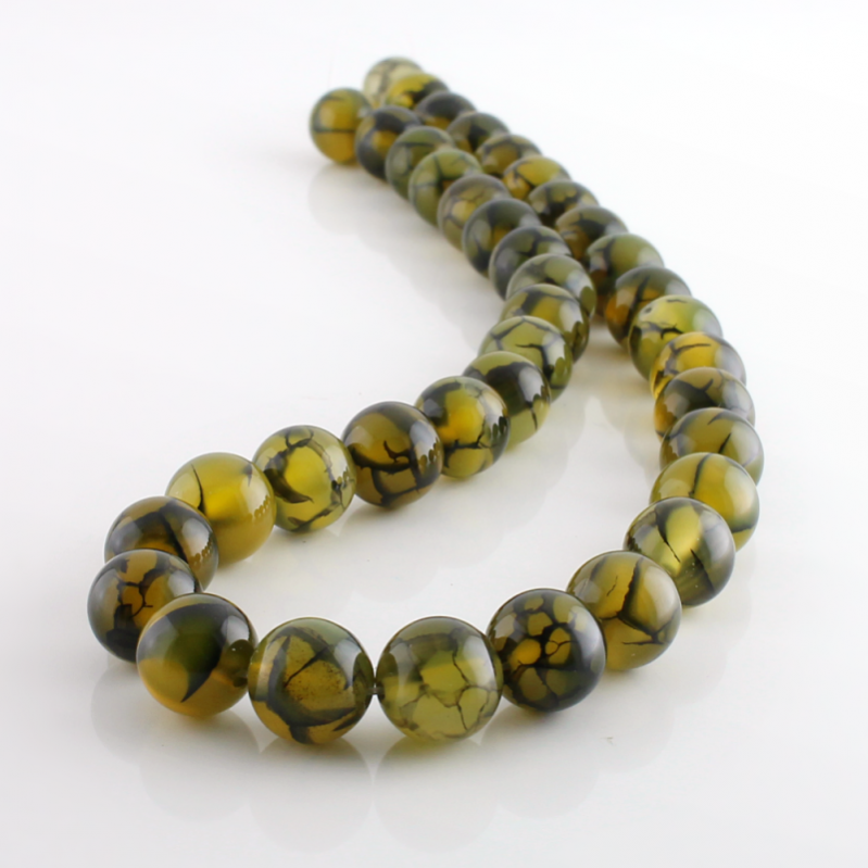 UniArt – Missangas por atacado – Contas de Ágata Dragão Verde em Fios1