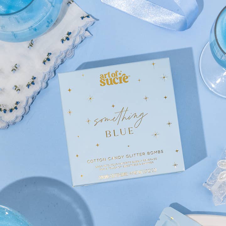 Something Blue Cotton Candy Drink Glitter Bombs for wholesale by Art of Sucre