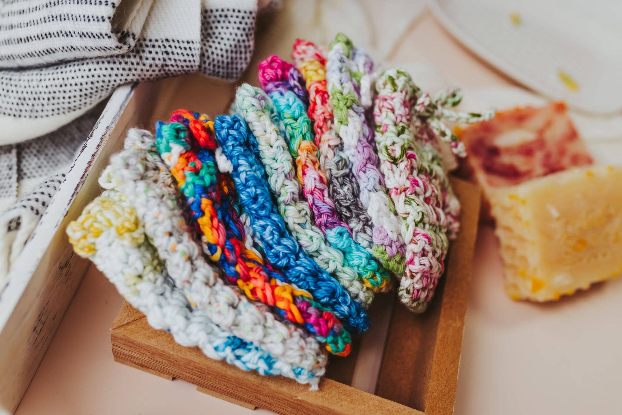 Joyful Sounds Farm - Wholesale Soap Pouch/Sack/Bag - Hand Crocheted, 100% Cotton Soap Bag, Washcloth, Soap Saver8