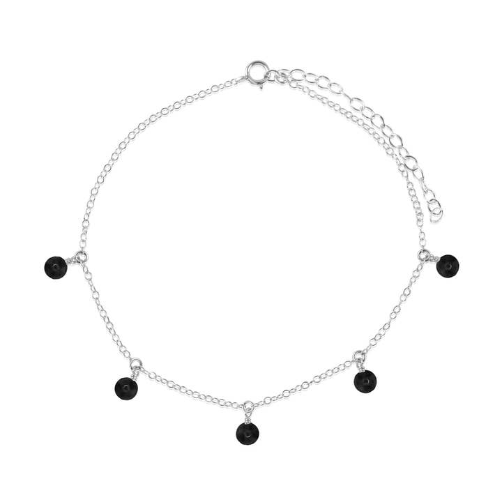 Boho sort turmalin ædelsten perle dråbe ankelkæde for engroshandel hos Luna Tide