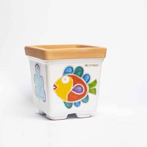 Folk Fish Plant Pot VSPQPE for wholesale by Ceramiche De Simone