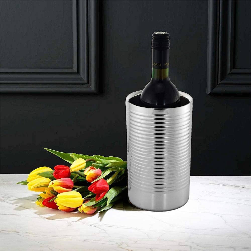 Sol Living - Wholesale Wine Bucket - Stainless Steel Double Wall Ribbed Wine Cooler1