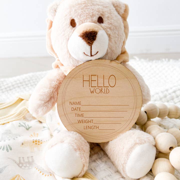 Claire and Bella - Vente Illustration événement/souvenir - Enfant et bébé - Plaque d'annonce de naissance en bois avec inscription « Wonky Frame6