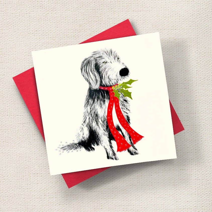 English Graphics - Wholesale Kerstkaartje - Baardcollie Kersthond0