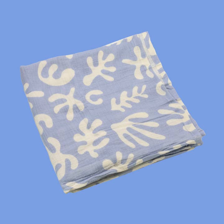 Marine Dream Organic Cotton Baby Swaddle - Azure for wholesale by Golden Child