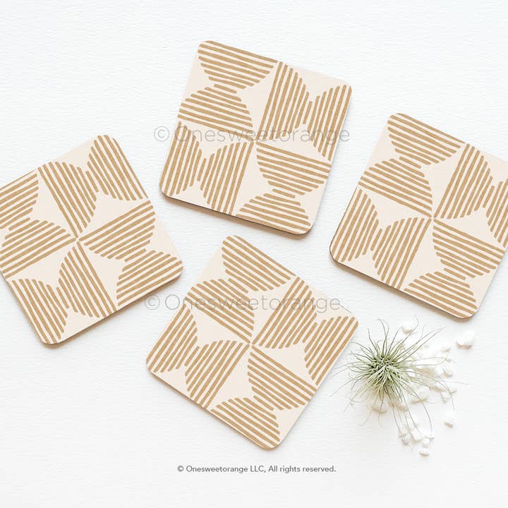 Untersetzer mit Stundenglas-Motiv, neutrale Untersetzer, 4-teiliges Untersetzer-Set für den Großhandel von Onesweetorange