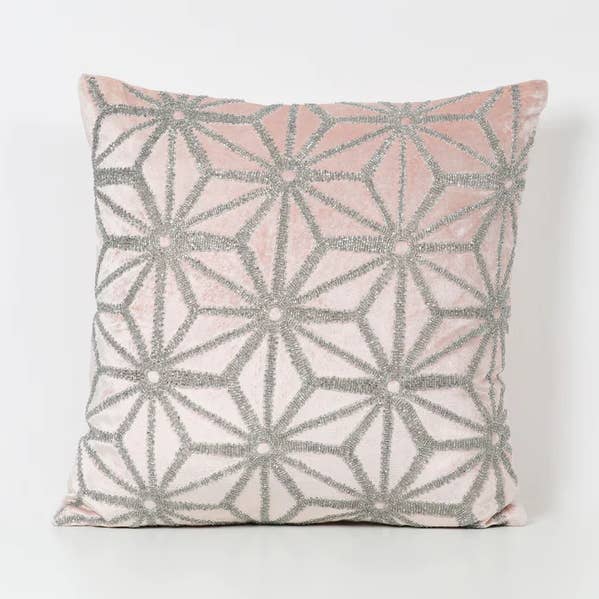 Handbesticktes Kissen aus Viskose-Samt für den Großhandel von House Of Harkaari