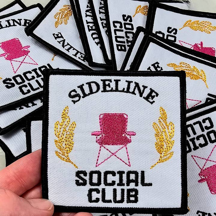 Scratch Decor - Wholesale Patch - 'Sideline Social Club' Pink Chair Woven Embroidery Iron On Patch