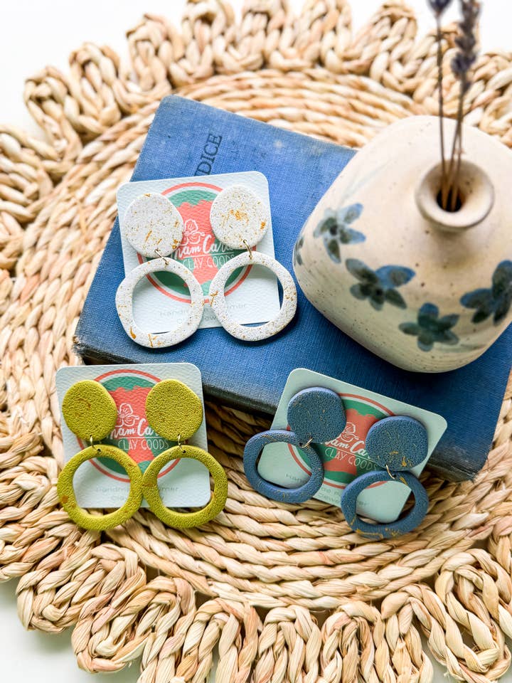 Splatter Paint Drops-Polymer Clay Earrings for wholesale by Anam Cara Clay Goods