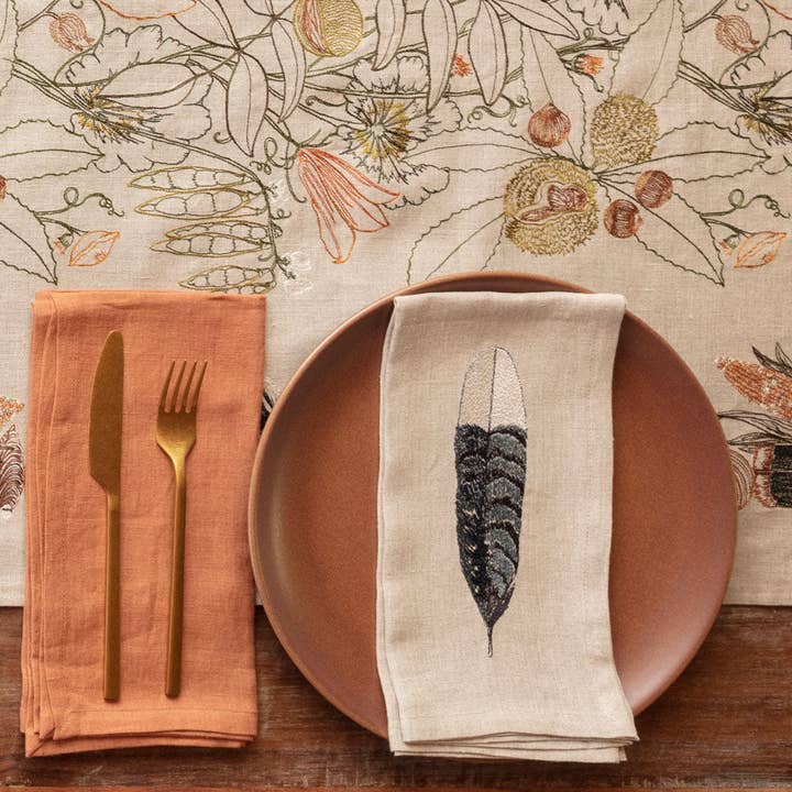 Coral & Tusk - Wholesale Dinner & Cloth Napkin - Blue Jay Feather Dinner Napkin
