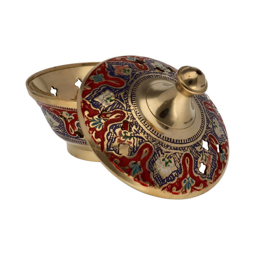 Vives de la Cortada S.L - Wholesale Incense Holder - Large bronze censer with color engraving (INB-523)2