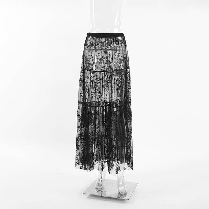 Black Sexy See-through Lace High Waist Bustier Skirt for wholesale on Faire5