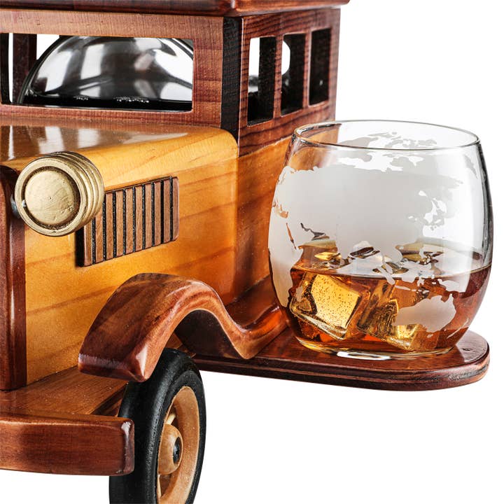 The Wine Savant / Khen Glassware - Wholesale Decanter - Old Fashioned Car Whiskey Decanter Set, Very Large 15" x 13"