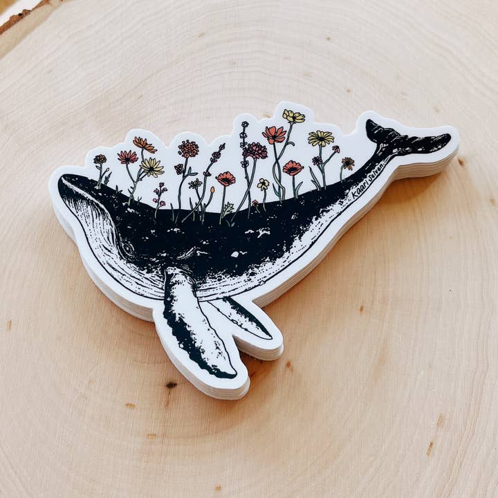 Floral Whale - Waterproof Nature Sticker for wholesale by Kaari & Co.