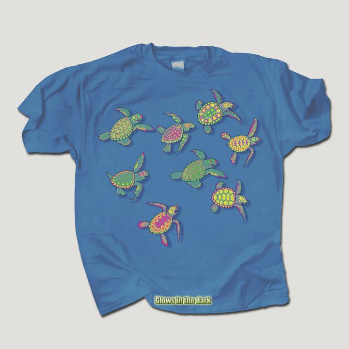 Sea Turtle Glow Jugend-T-Shirt aus 100% HW-Baumwolle für den Großhandel von Atlas Screen Printing