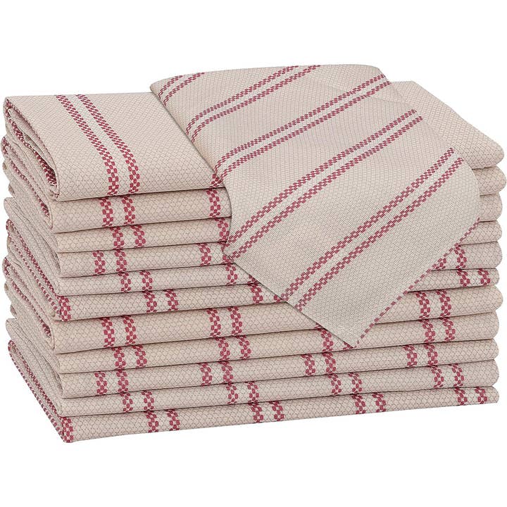 Cotton Cloth Napkins (18x18 Inches) - Soft, Durable and Absorbent Printed Cloth Napkins by Ruvanti - Red Tone for wholesale by Ruvanti