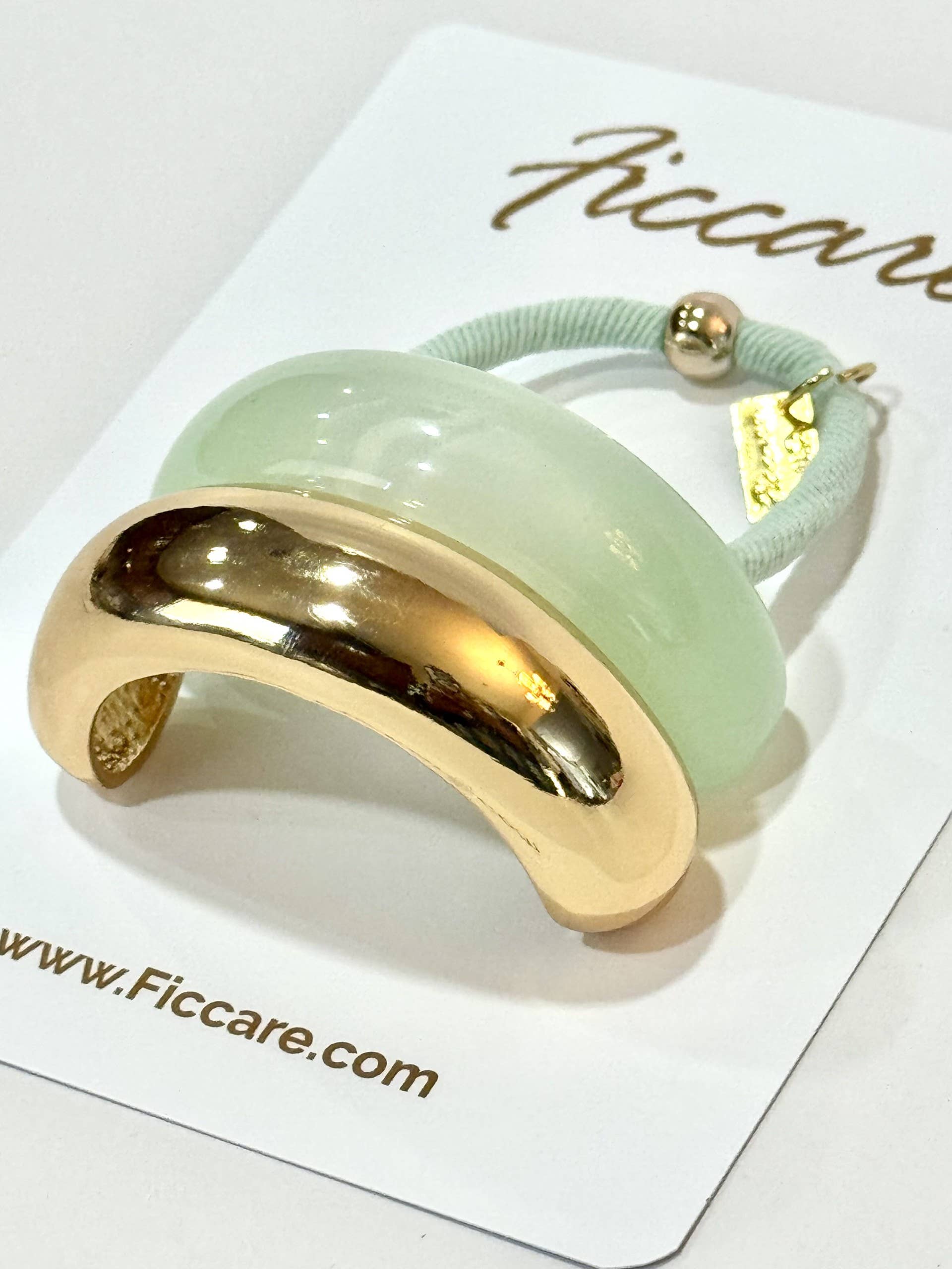 Ficcare - Wholesale Hair Tie - Melody Resin + Gold Metal Bar Hair Tie1