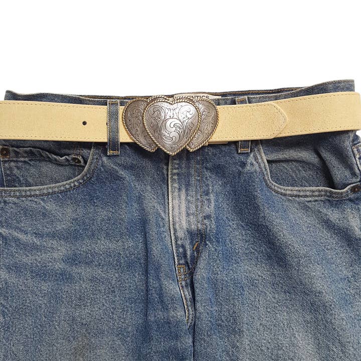 Axesoria West - Wholesale Belt - Women's - Western 3-Hearts Buckle w. Genuine Suede Belt