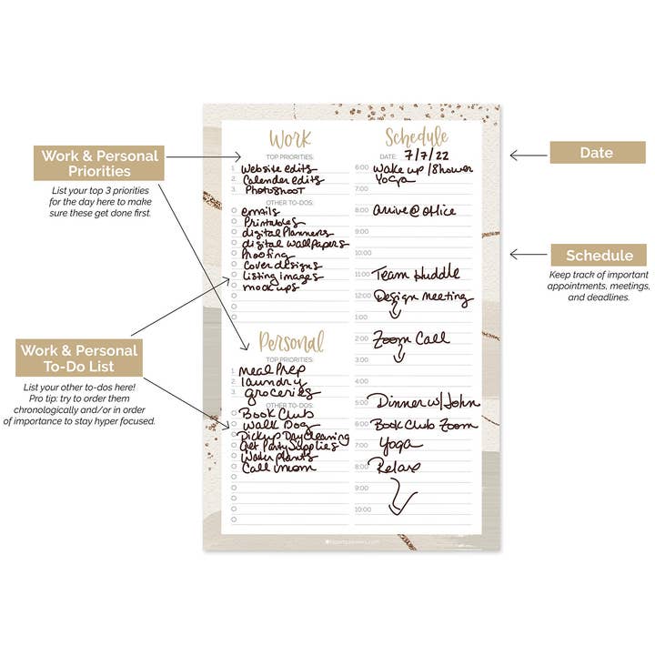 bloom daily planners - Wholesale Notepad - Timed Work & Personal To Do List Pad2