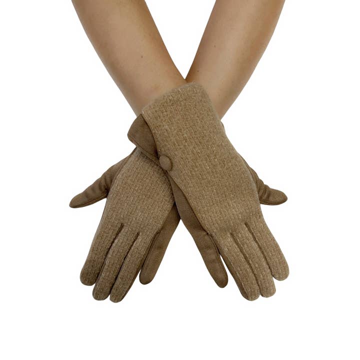 Fashion Scarf World – wholesale Gloves – Women's – Plain Button Knit Touchscreen Gloves