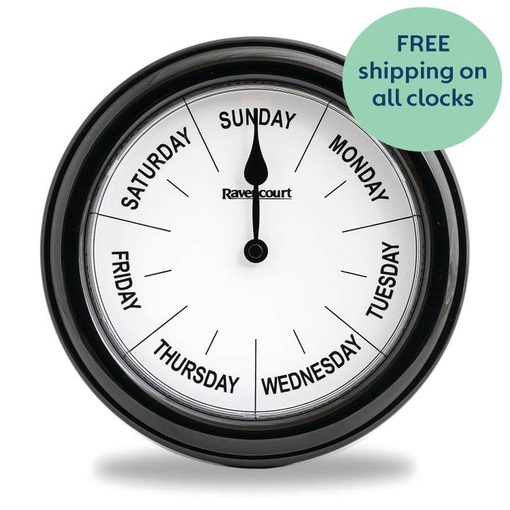 Ravencourt Living - Vendita all'ingrosso Orologi da parete - Orologio dei giorni della settimana con perdita di memoria di Ravencourt
