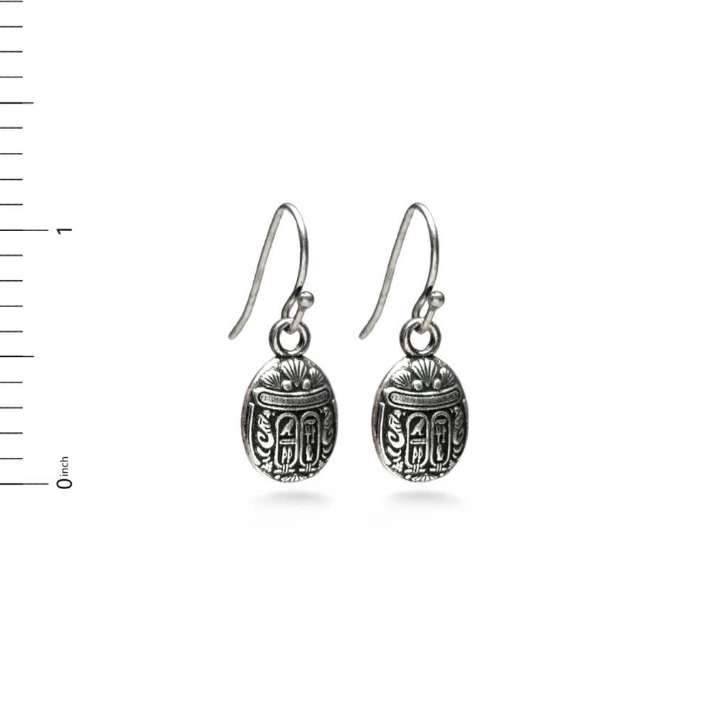 Discoveries, Inc. - Wholesale Dangle Earrings - Egyptian Scarab Earrings - Mini, antiqued silver3