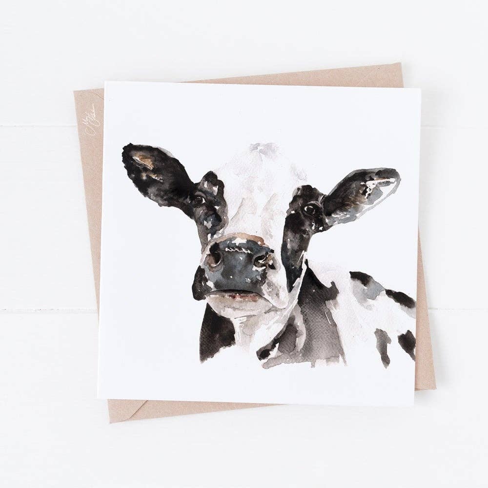 Meg Hawkins Art - Wholesale Everyday Greeting Card - Fresian Cow Greeting Card